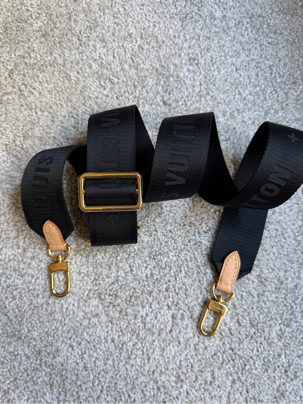 Louis Vuitton Black Adjustable Strap with Gold Hardware